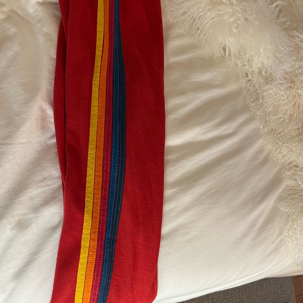Aviator Nation Red Track Pants with Stripes